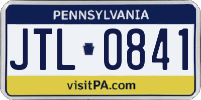 PA license plate JTL0841