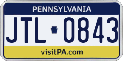 PA license plate JTL0843
