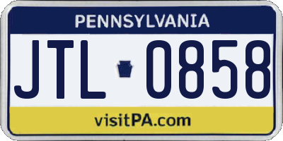 PA license plate JTL0858