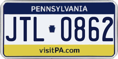 PA license plate JTL0862