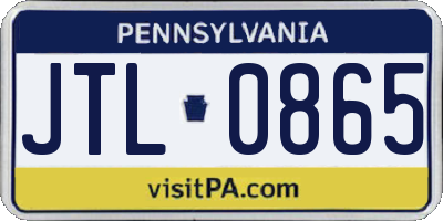 PA license plate JTL0865