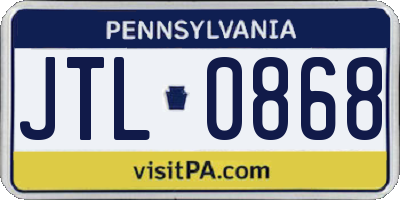 PA license plate JTL0868