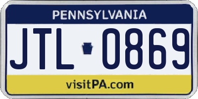 PA license plate JTL0869