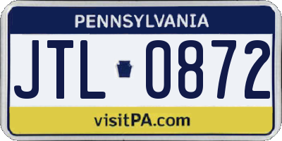 PA license plate JTL0872