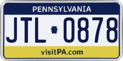 PA license plate JTL0878