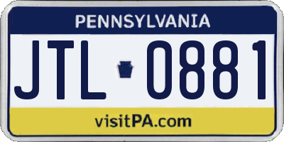 PA license plate JTL0881