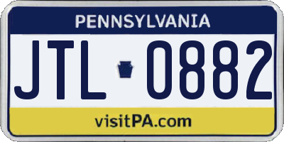 PA license plate JTL0882
