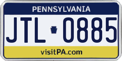 PA license plate JTL0885