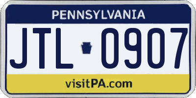 PA license plate JTL0907