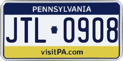 PA license plate JTL0908