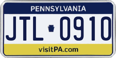 PA license plate JTL0910