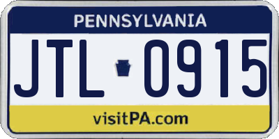 PA license plate JTL0915