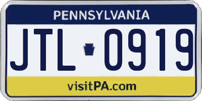 PA license plate JTL0919