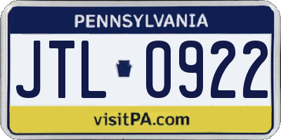 PA license plate JTL0922