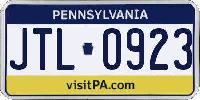 PA license plate JTL0923