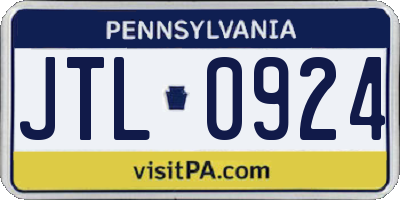 PA license plate JTL0924