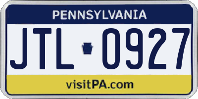 PA license plate JTL0927