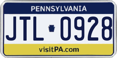 PA license plate JTL0928