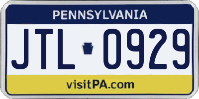 PA license plate JTL0929