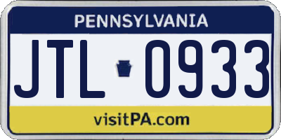 PA license plate JTL0933
