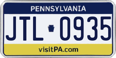 PA license plate JTL0935
