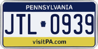 PA license plate JTL0939
