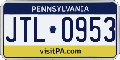 PA license plate JTL0953