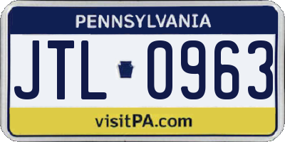 PA license plate JTL0963