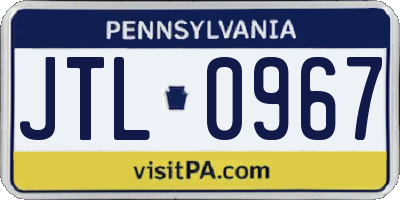 PA license plate JTL0967