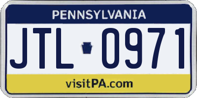 PA license plate JTL0971