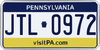 PA license plate JTL0972
