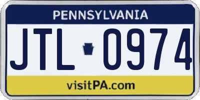PA license plate JTL0974