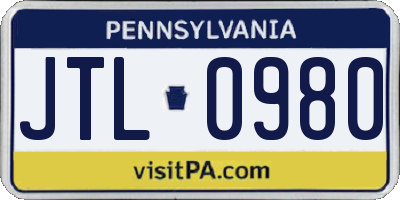 PA license plate JTL0980