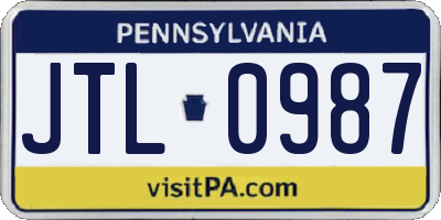 PA license plate JTL0987