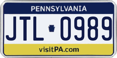 PA license plate JTL0989