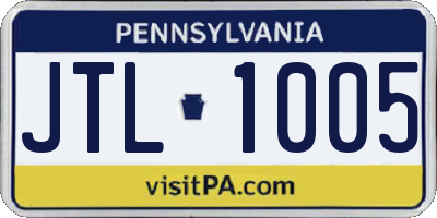 PA license plate JTL1005
