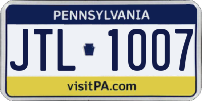 PA license plate JTL1007