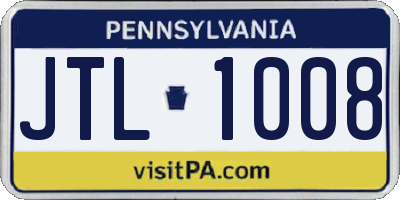 PA license plate JTL1008