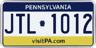 PA license plate JTL1012