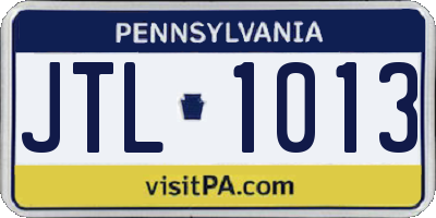 PA license plate JTL1013