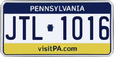 PA license plate JTL1016