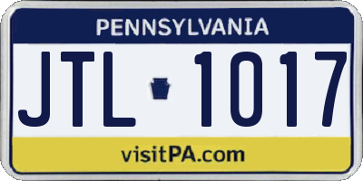 PA license plate JTL1017