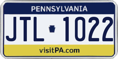 PA license plate JTL1022