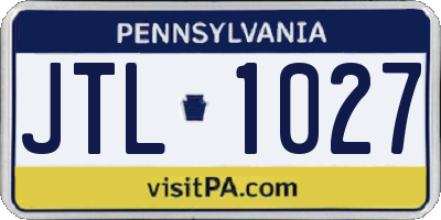 PA license plate JTL1027