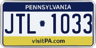 PA license plate JTL1033