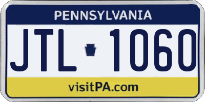PA license plate JTL1060