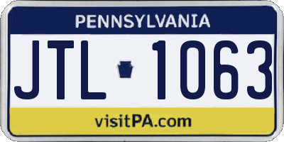 PA license plate JTL1063