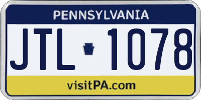 PA license plate JTL1078