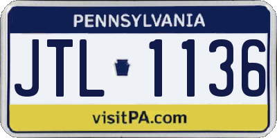 PA license plate JTL1136