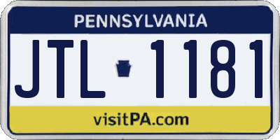PA license plate JTL1181